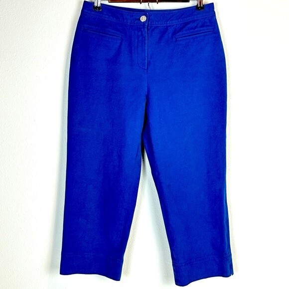 St. John Sport Blue Flat Front Capri Pants 6 - Picture 1 of 13